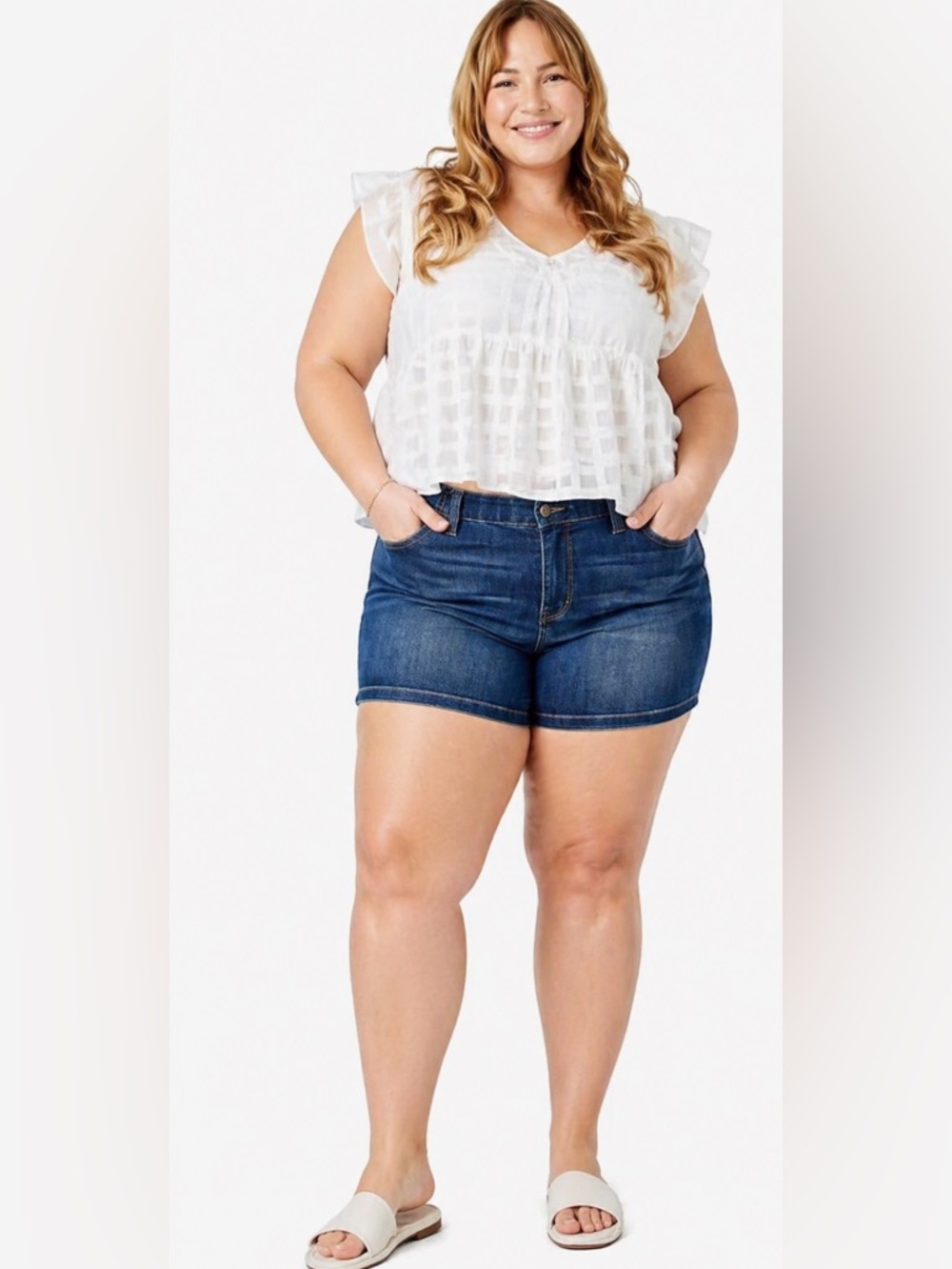 Judy Blue High Waist Elastic Waist Mid Length Shorts size 3X